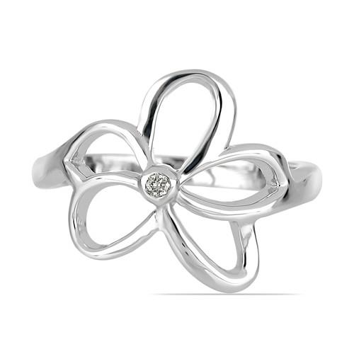 BUY REAL WHITE DIAMOND  FLOWER RING IN 925 SILVER